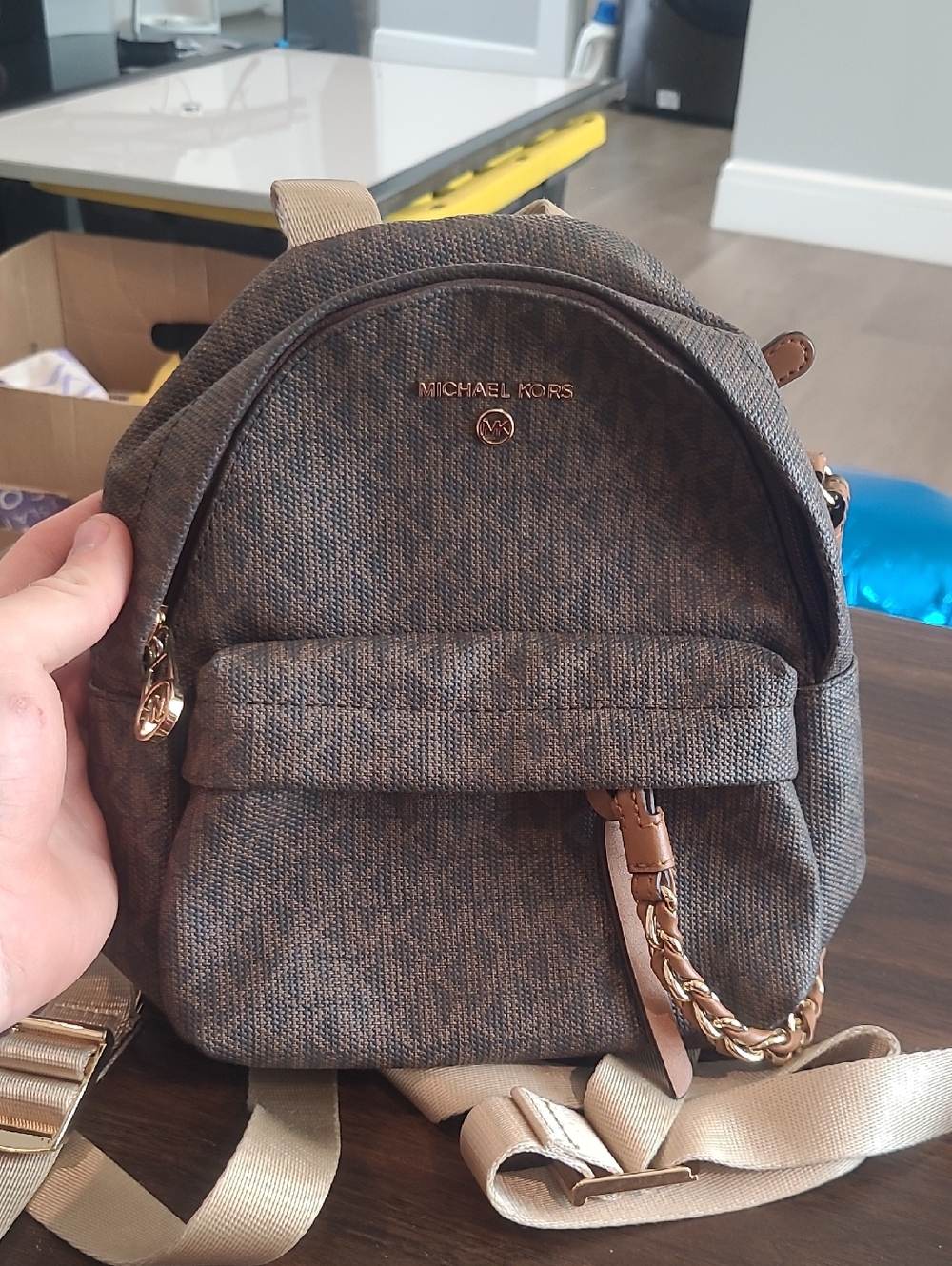 Michael Kors Brown Mini Backpack‎ with Gold Hardware